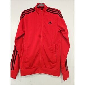 adidas Essentials Warm-Up 3-Stripes Track Jacket H46104 Red/Black Size SMALL